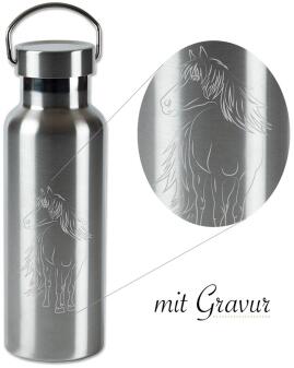 Trinkflasche Edelstahl Pferde