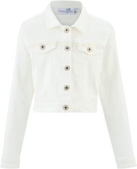 Happy Girls Jeansjacke festlich mit Perlen ecru