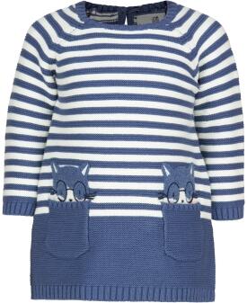 Happy Girls Kinderkleid Strickkleid Katze jeansblau