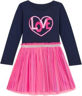 DANAMADE Mädchen Kinder Kleid Olivia blau neon-pink