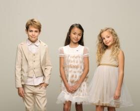 Le Chic M&auml;dchen Kleid festlich Schmetterlinge ecru