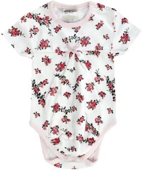 Jacky Baby Body Kurzarm Blumen off-white / rosa