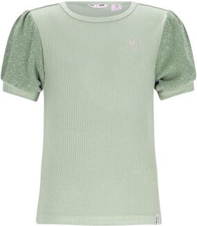 Nono Mädchen Shirt mit kurzen Puffärmeln grün