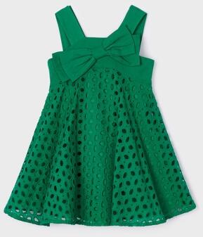 mayoral Mädchen Kleid Sommerkleid Lochstickerei grün