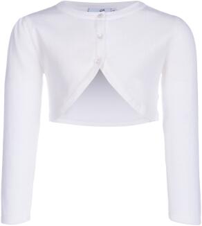 Happy Girls Kinder Strickjacke Bolero Schmuckknöpfe weiß