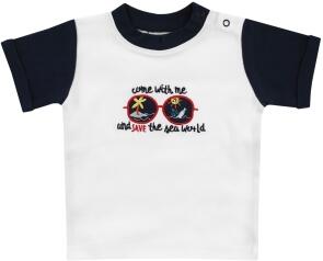 Jacky Baby Organic T-Shirt Kurzarm Ocean Child weiß-blau