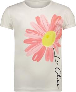 Le Chic Mädchen T-Shirt Kurzarm Blumendruck weiß