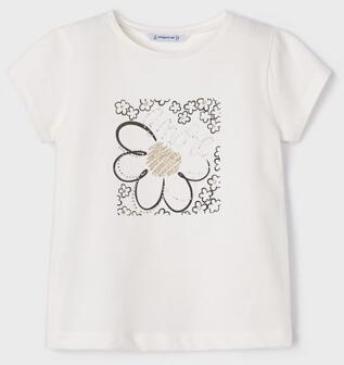 mayoral Mädchen T-Shirt Kurzarm Crudo ecru