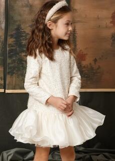 abel & lula Mädchen Kinder Kleid festlich Lia ecru