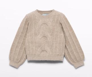 abel & lula Teens Mädchen Glitzer Pullover Zopfmuster beige