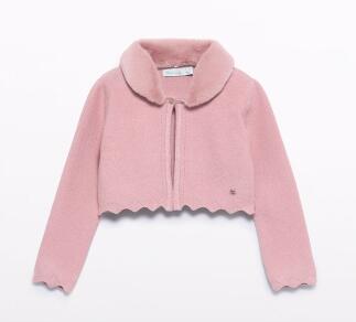 abel & lula Mädchen Bolero Jacke mit Fellkragen rosa
