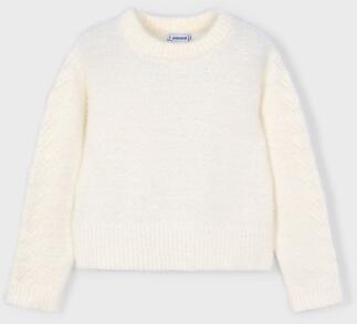 mayoral Mädchen Pullover aus Fransengarn ecru