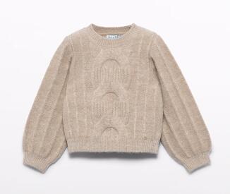 abel & lula Teens Mädchen Glitzer Pullover Zopfmuster beige