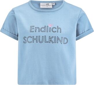 Happy Girls Kinder Mädchen Shirt Endlich Schulkind taubenblau