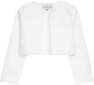DANAMADE festlicher Mädchen Satin Bolero eckig weiß