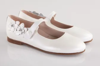 beberlis festliche Kinderschuhe Leder Ballerinas mit Strass ecru