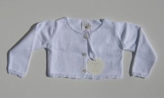 Malvi Baby Strick Bolero mit Häkelborte weiß