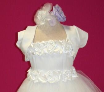 Festlicher Kinder Satin Bolero Ramona weiß