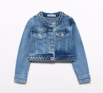 abel & lula Teens Mädchen Jeansjacke mit Perlen blau