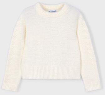 mayoral Mädchen Pullover aus Fransengarn ecru