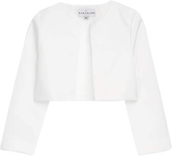 DANAMADE festlicher Mädchen Satin Bolero eckig weiß