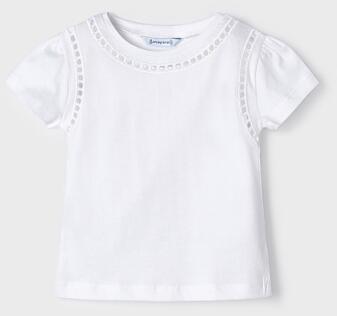 mayoral Mädchen T-Shirt Kurzarm Lochstickerei weiß