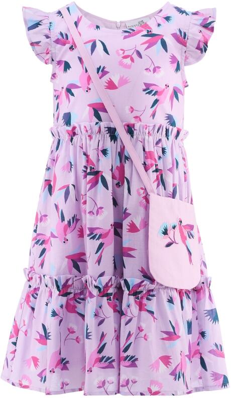 Happy Girls Mädchen Kleid Sommerkleid mit Tasche flieder
