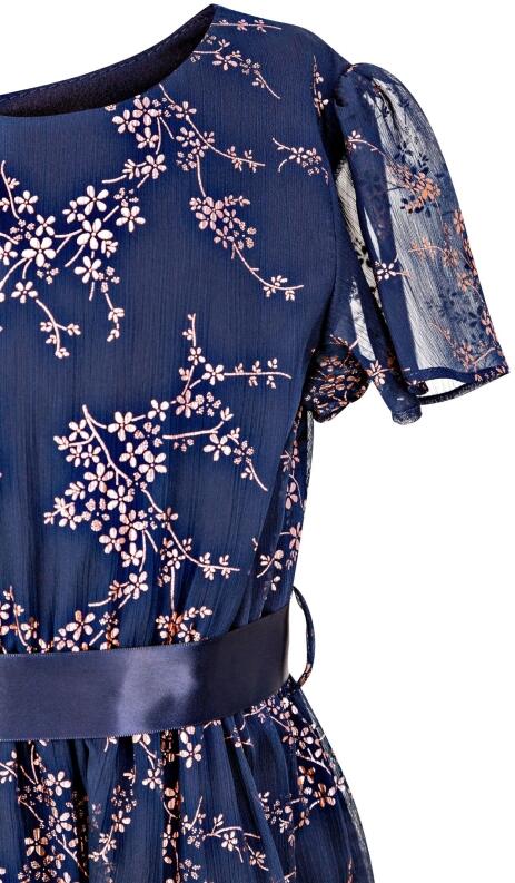 Happy Girls festliches Kinderkleid mit Golddruck Adelina blau