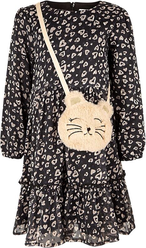 Happy Girls Mädchen Kinder Kleid mit Tasche schwarz