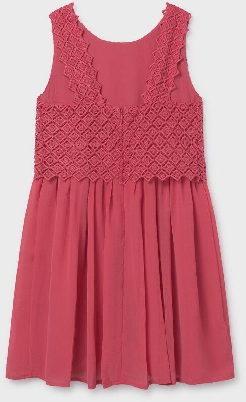 mayoral Teens Mädchen Kleid mit Spitzenoberteil koralle