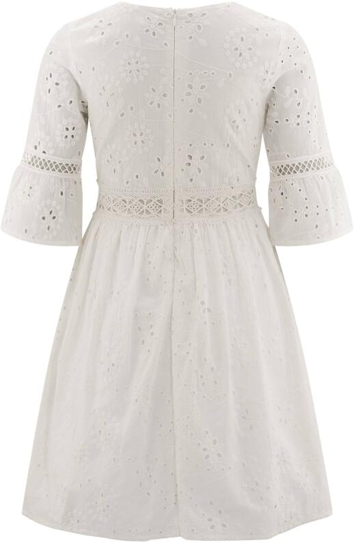Happy Girls Teens Mädchen Kleid Sommerkleid Lochstickerei ecru