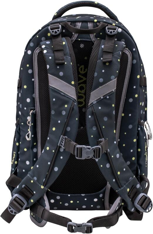 Belmil Schulrucksack Set Wave Infinity 3-tlg. Black and Yellow Dots