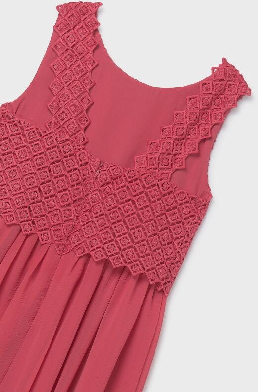 mayoral Teens Mädchen Kleid mit Spitzenoberteil koralle
