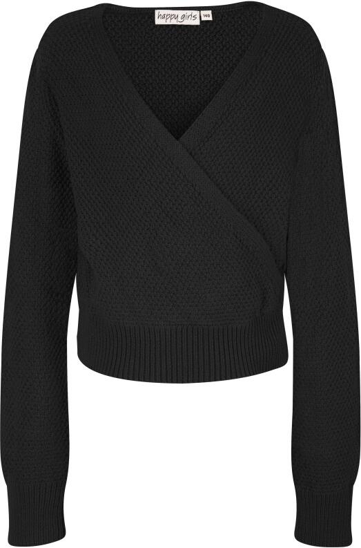 Happy Girls Kinder Mädchen Pullover in Wickeloptik schwarz