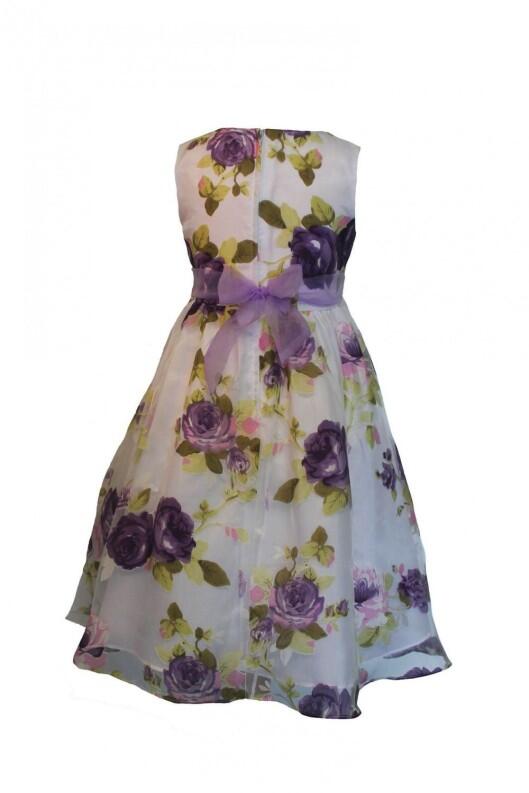 Blumenkind Mädchen Kleid festlich Lila Rosen