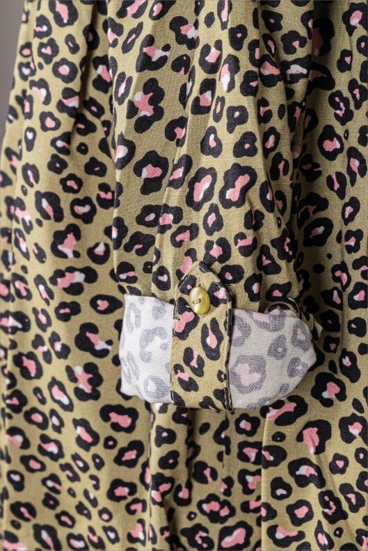 Happy Girls Kinder Mädchen Hemdblusen Kleid Leo khaki