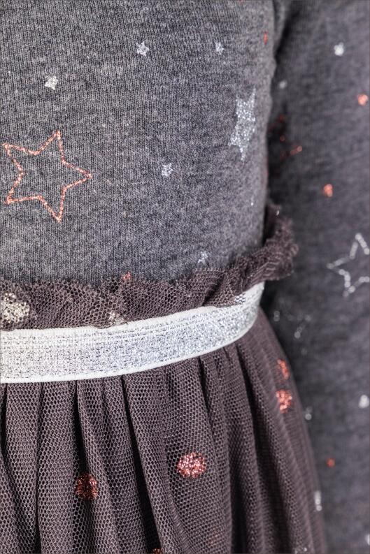 Happy Girls Mädchen Kleid festlich Sternchen grau