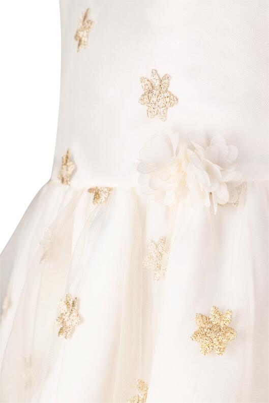 Happy Girls Mädchen Kleid festlich mit Gold-Stickerei ecru