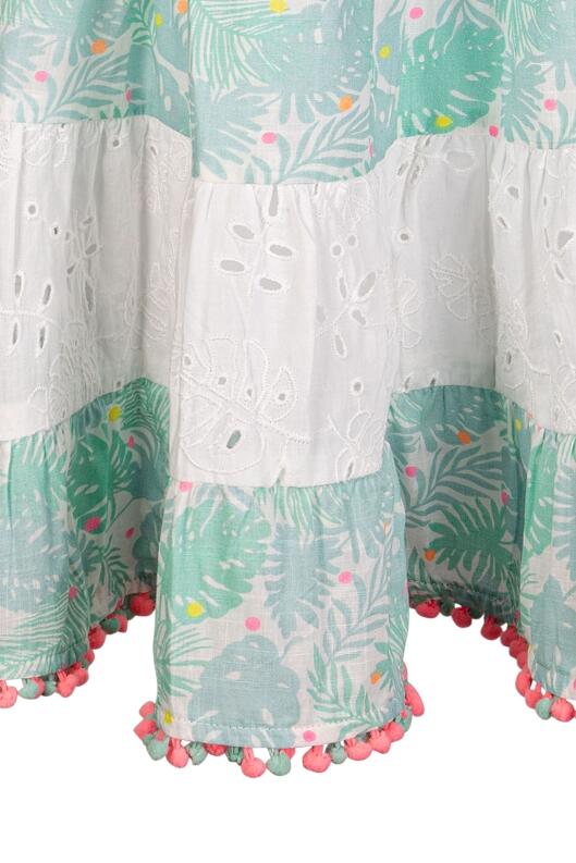 Happy Girls Sommerkleid Kinderkleid Volant türkis