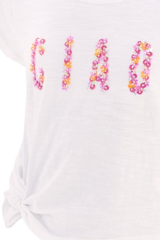 Happy Girls Teens Mädchen Shirt Ciao weiß pink