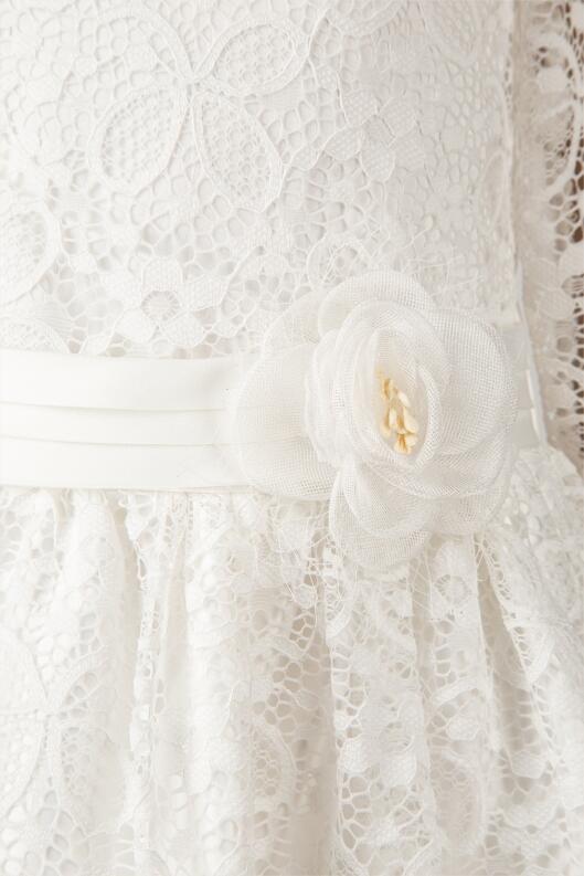 Happy Girls festliches Kinderkleid Kommunionkleid Langarm Vintage ecru