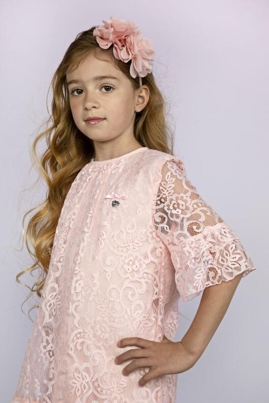 Le Chic Mädchen Kleid festlich Spitze rosa