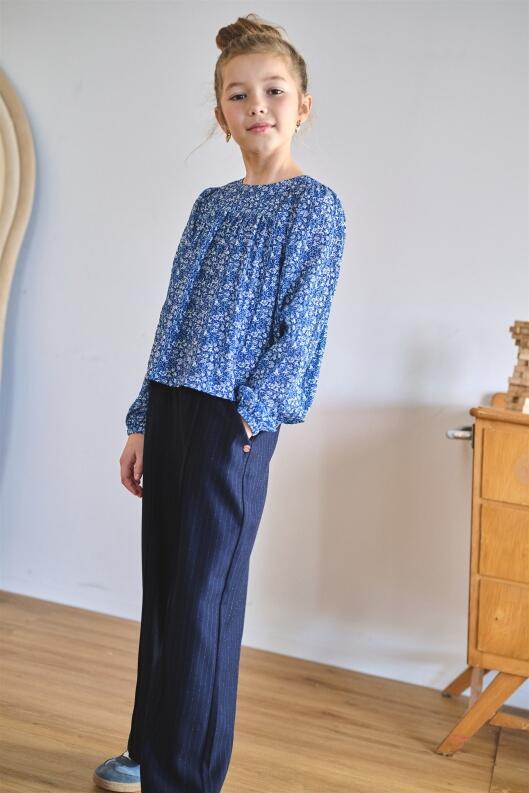 Nono Teens Mädchen Bluse Oberteil Tinne blau bedruckt lifestyle