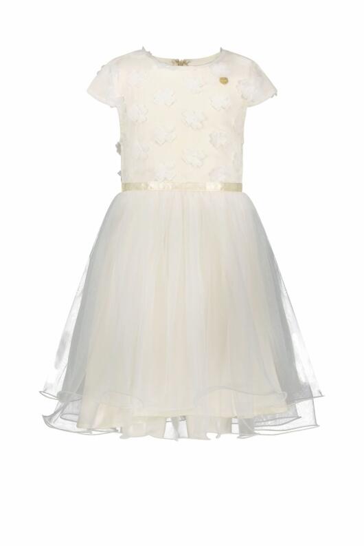 Le Chic Mädchen Kleid Kinderkleid festlich mit Stoffblumen ecru
