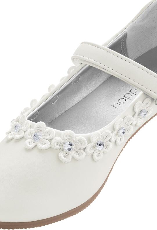 Happy Girls festliche Kinderschuhe Kommunion Blumen ecru