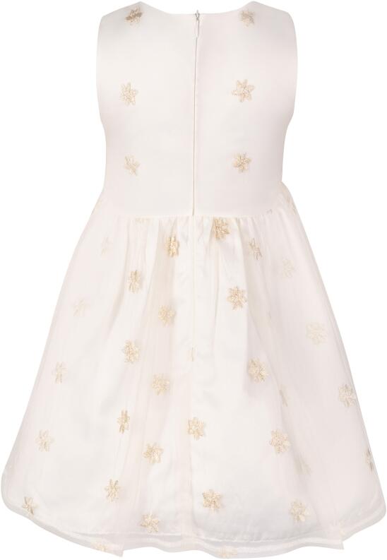 Happy Girls Mädchen Kleid festlich mit Gold-Stickerei ecru