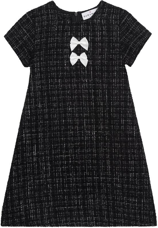 DANAMADE Teens Mädchen Kleid festlich Tweed schwarz