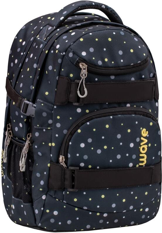 Belmil Schulrucksack Set Wave Infinity 3-tlg. Black and Yellow Dots