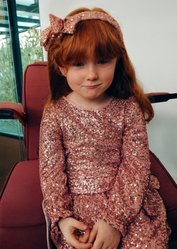 abel & lula Mädchen Kinder Kleid festlich Pailletten rosa