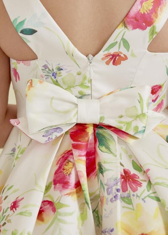 abel & lula Mädchen Kleid festlich Satin geblümt